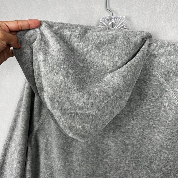 J.Crew Pullover Hoodie XS Gray Velvet Long Sleeve Pockets Relaxed Velour - Picture 8 of 9